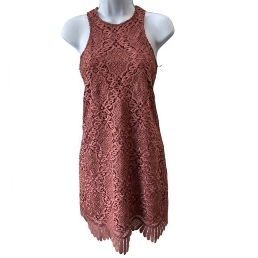 Lovers + Friends Crochet Sleeveless Dress XS Pink NWT Back Zipper Lace Lined